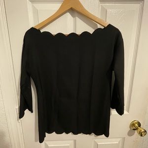 Elegant Black Scalloped Women's Top